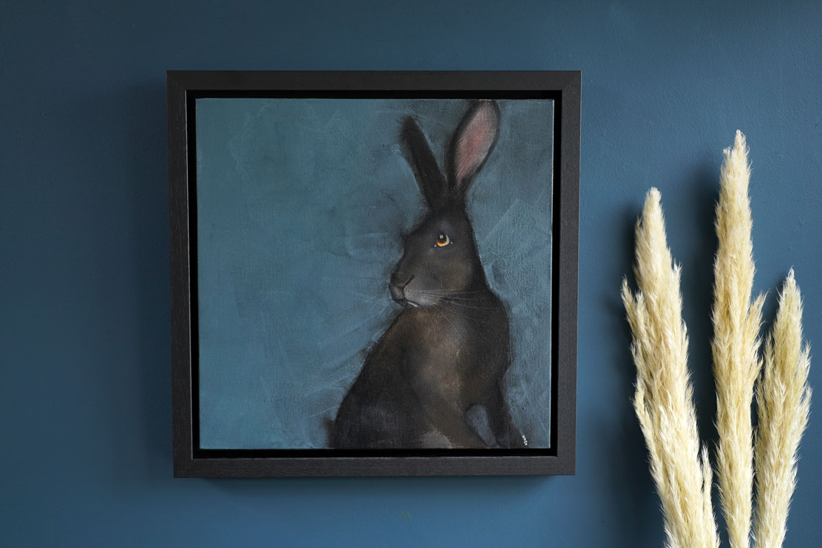 Bunny on Blue Small by Heidi Wickham for Kilbaha Gallery Buy irish Art Online